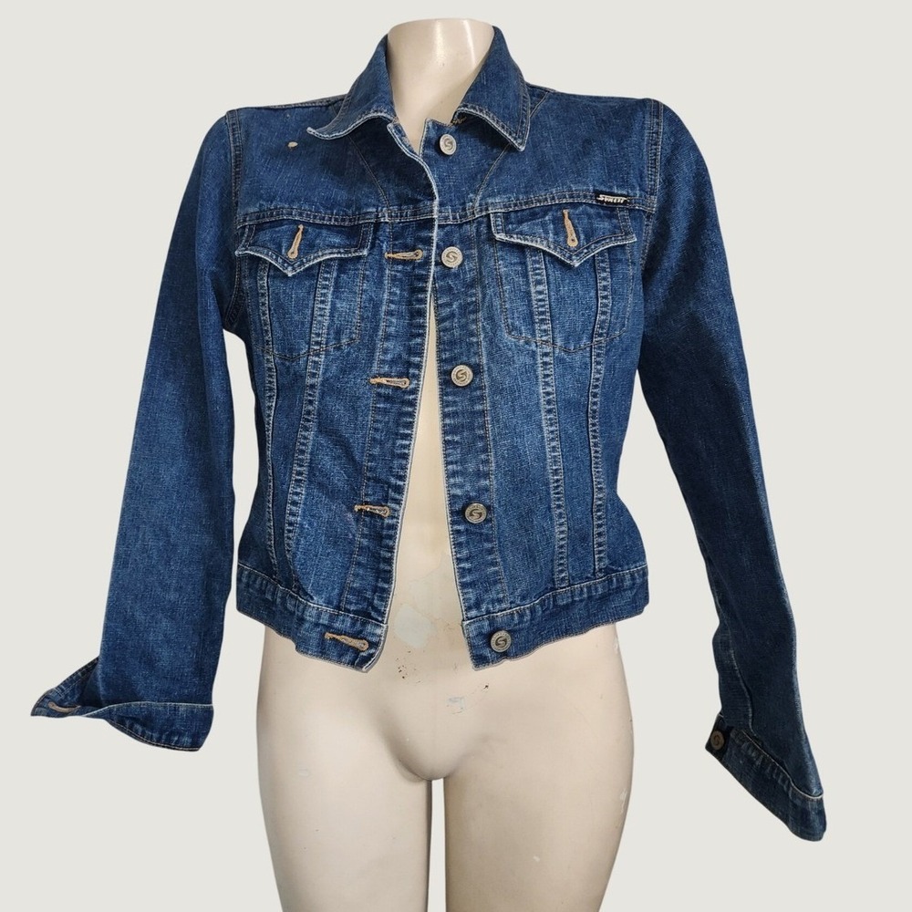 Stephen Hardy Squeeze Womens Medium Blue Denim Trucker Jacket Western V-Yoke M